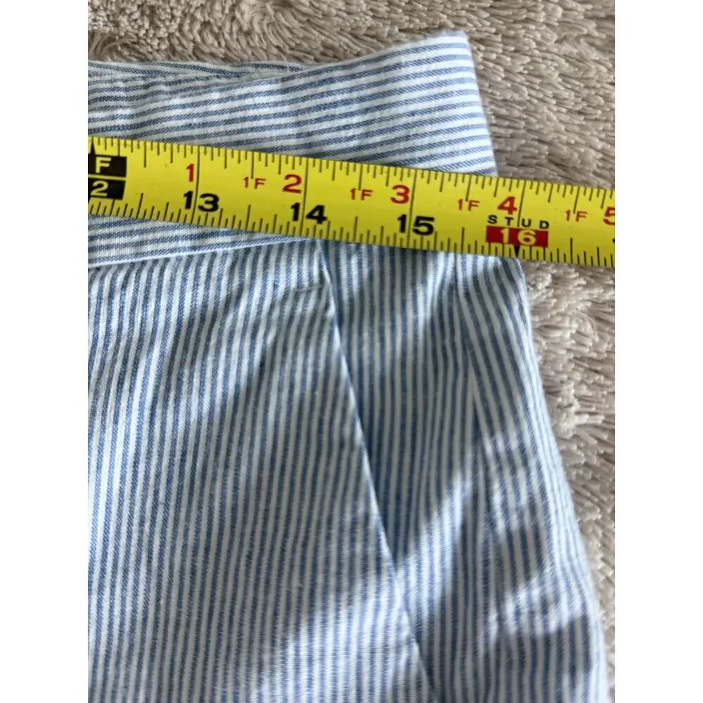 Banana Republic Avery Seersucker Pants Womens 4 Blue White Stripe Ankle Preppy